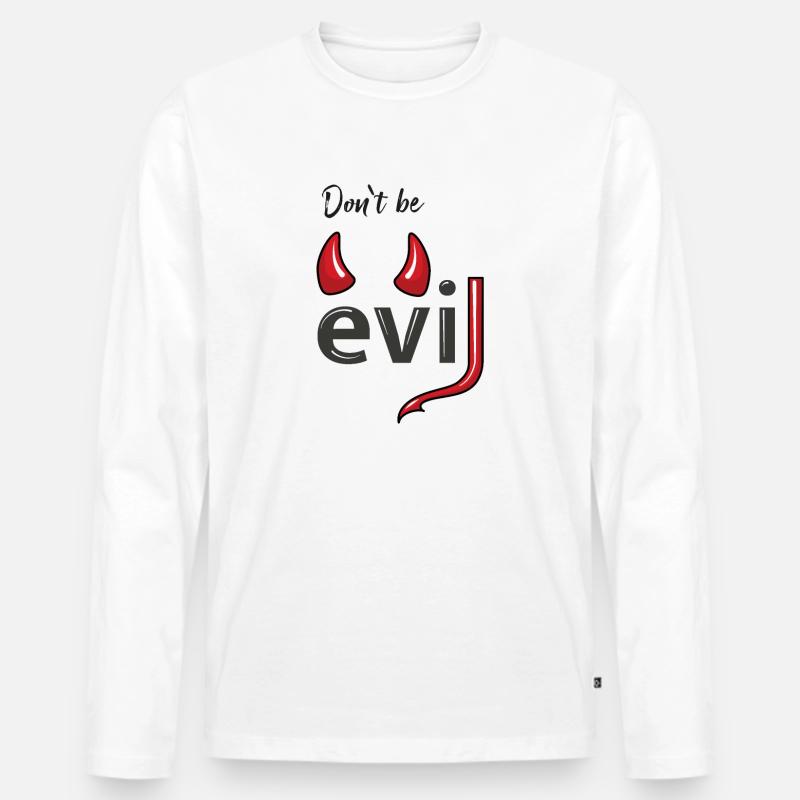 Don't be evil - Teufelshörner - Männer Premium Bio Langarmshirt - Weiß