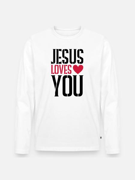 Jésus t’aime - T-shirt manches longues Premium bio Homme - blanc