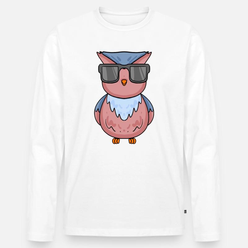 coole Eule mit Sonnenbrille - Männer Premium Bio Langarmshirt - Weiß