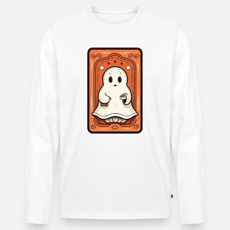 Orange Geist Tarot Karte - Männer Premium Bio Langarmshirt - Weiß