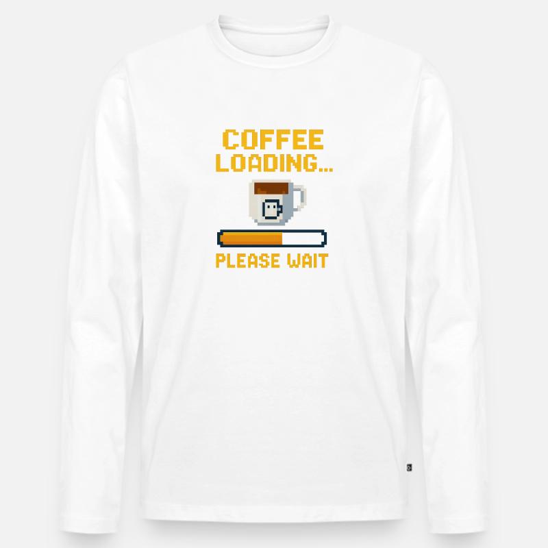 Coffee Loading… Please Wait - Männer Premium Bio Langarmshirt - Weiß