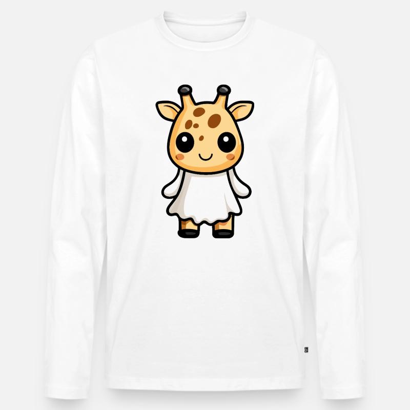 Giraffe Halloween Geist - Männer Premium Bio Langarmshirt - Weiß