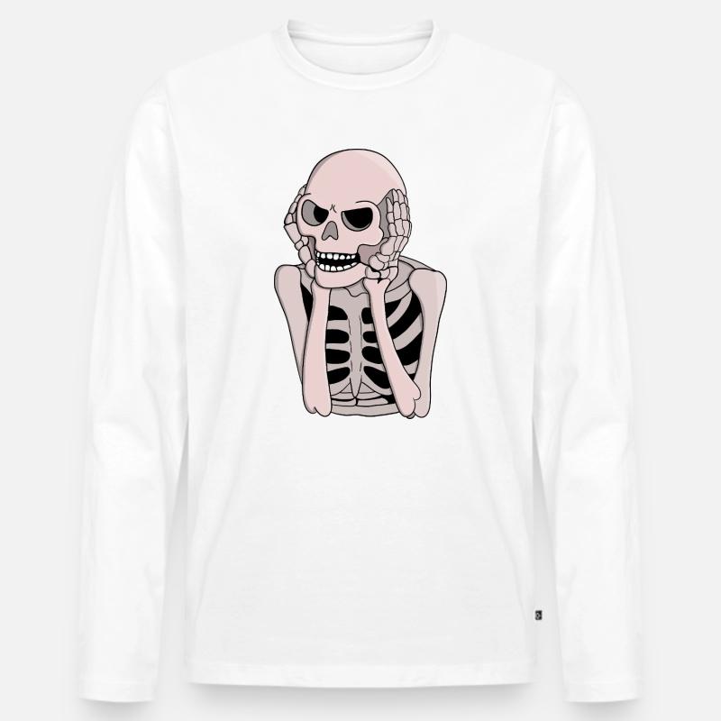 Ängstliche Skelettskizze - Männer Premium Bio Langarmshirt - Weiß
