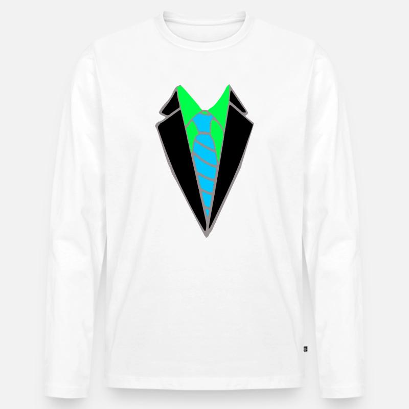 Neon Sakko mit blauer Krawatte - Männer Premium Bio Langarmshirt - Weiß