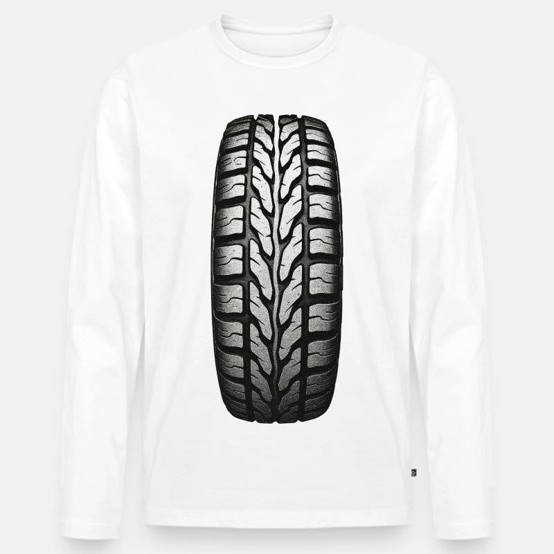 Reifen-Tread Muster - Männer Premium Bio Langarmshirt - Weiß