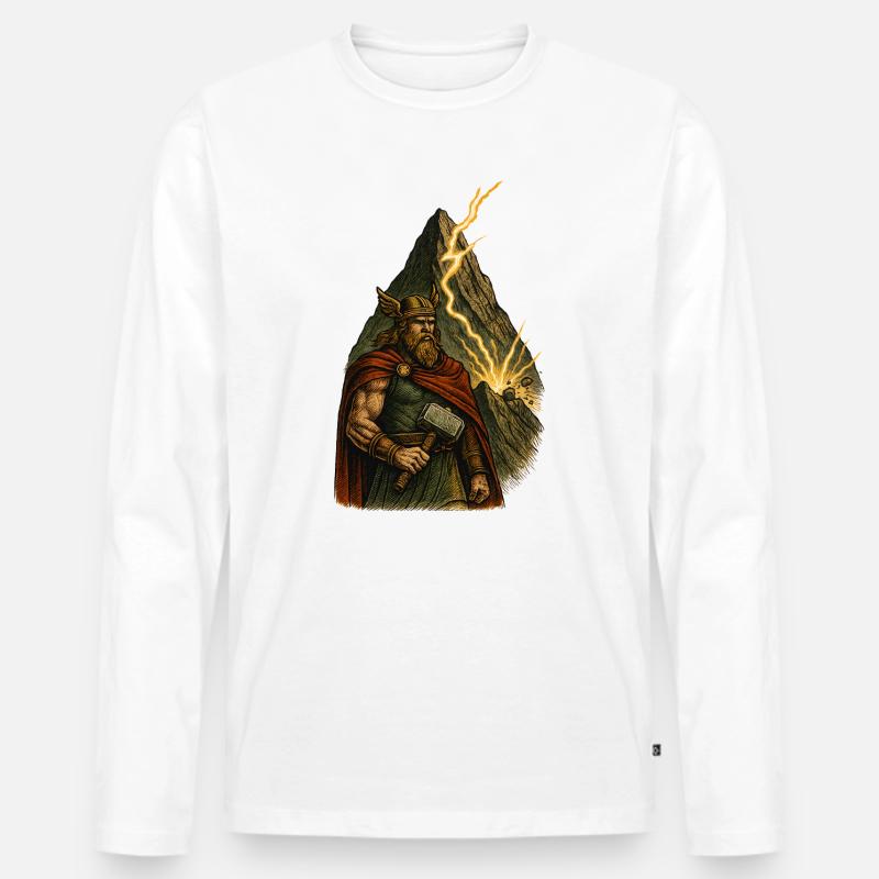 Nordischer Heldenhammer Thor - Männer Premium Bio Langarmshirt - Weiß