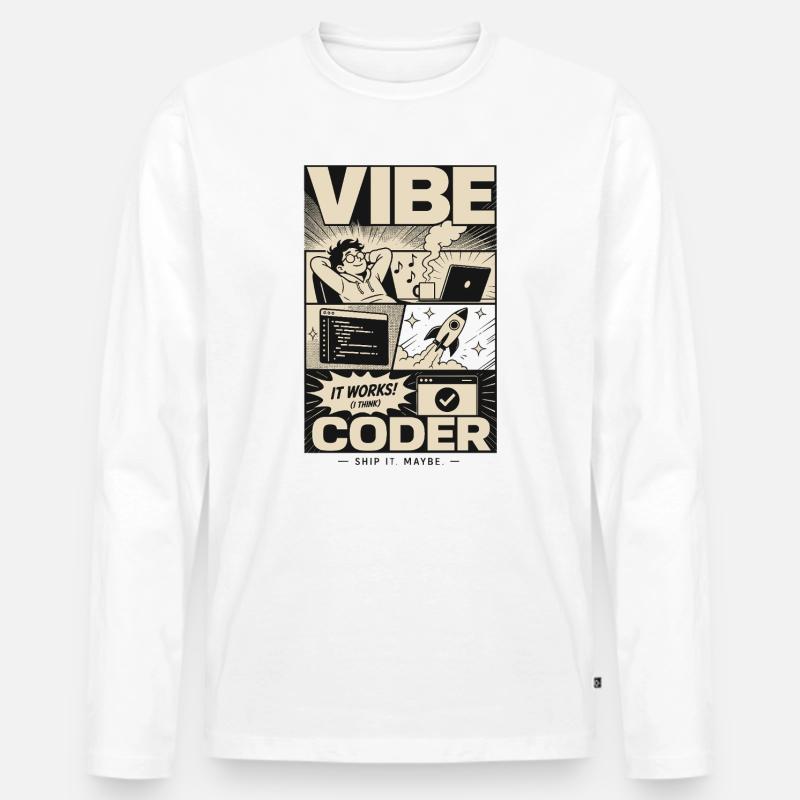 Vibe Coder Programmer Humor - Men's Premium Organic Long Sleeve Shirt - white