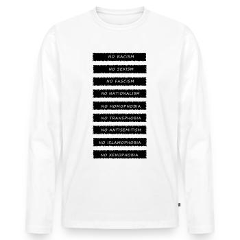 pas de racisme pas de sexisme pas de fascisme - T-shirt manches longues Premium bio Homme - blanc - Devant - Nico (187cm)