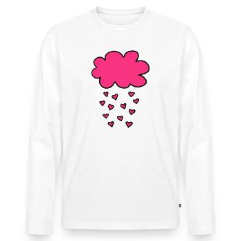 Cloud with hearts, Valentines Day, Love, spring - Men's Premium Organic Long Sleeve Shirt - white - Front - Nico (187cm)