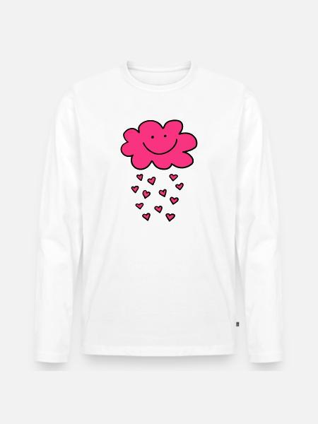 Funny rain cloud with hearts,Valentine's Day, Love - Men's Premium Organic Long Sleeve Shirt - white
