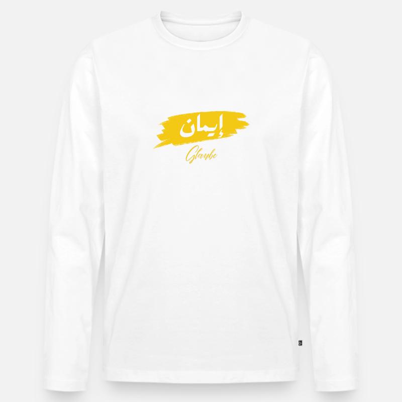 Iman - Glaube - Männer Premium Bio Langarmshirt - Weiß