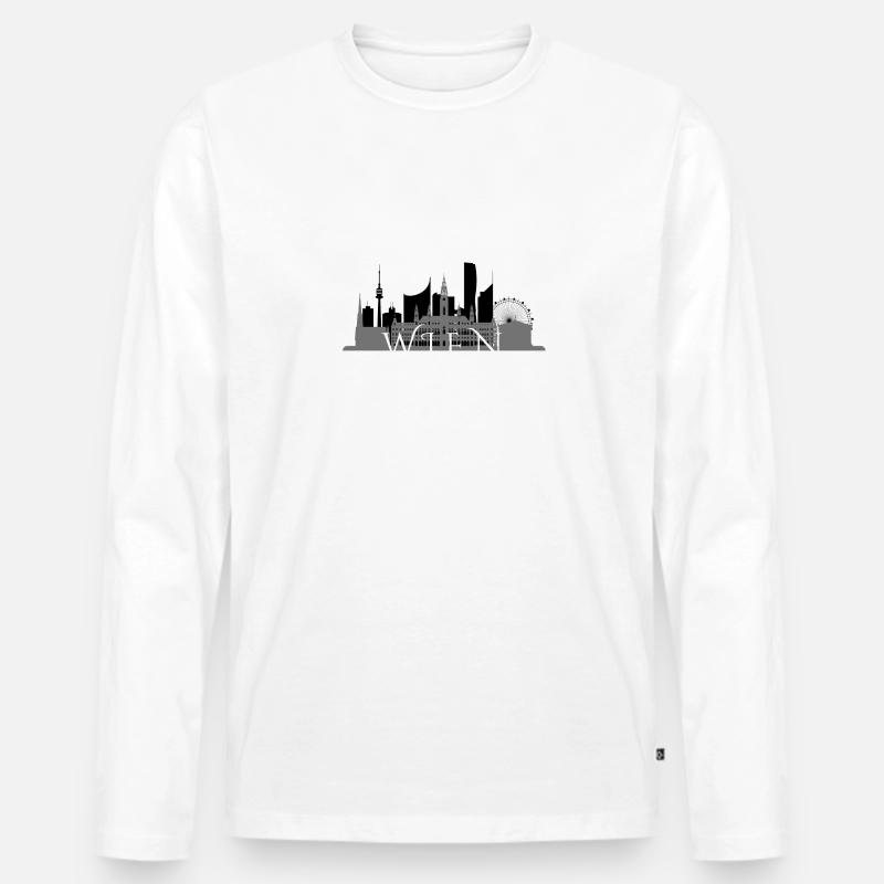 Wien - Männer Premium Bio Langarmshirt - Weiß