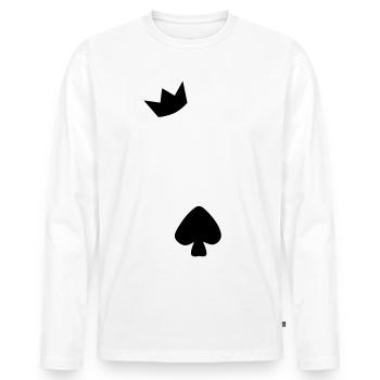 Heart King K King Crown Spade Card - Men's Premium Organic Long Sleeve Shirt - white - Front - Nico (187cm)