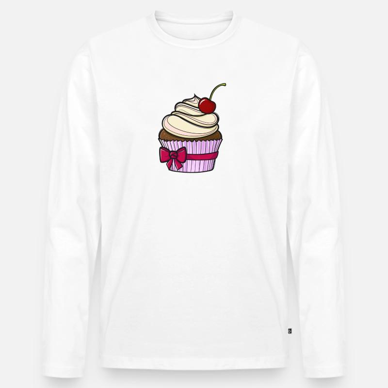 Sweet comic Cupcake - Männer Premium Bio Langarmshirt - Weiß