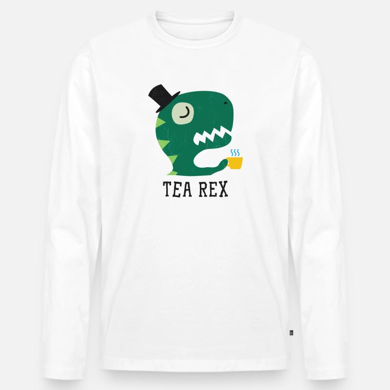Tea Rex - Funny Dino - T-Rex - Männer Premium Bio Langarmshirt - Weiß