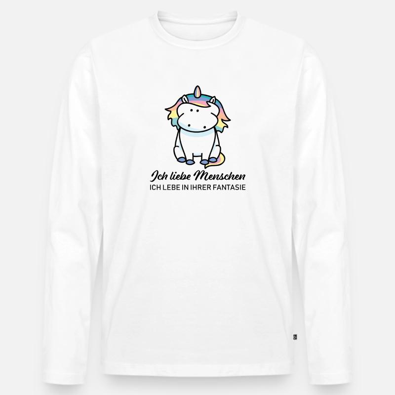 Einhorn liebt Menschen - Männer Premium Bio Langarmshirt - Weiß