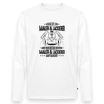 Maler und Lackierer Malen Streichen Geschenk - Männer Premium Bio Langarmshirt - Weiß - Vorne - Nico (187cm)
