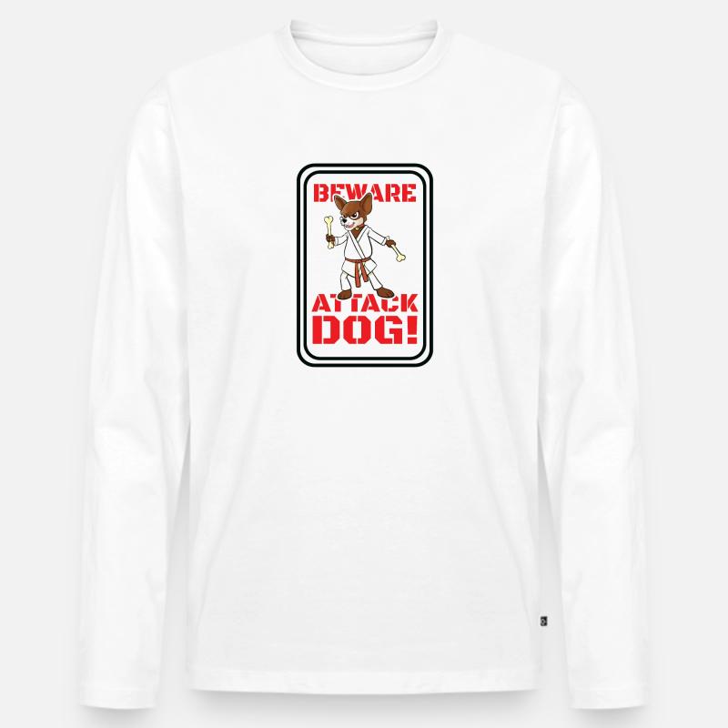 Beware Attack Dog! - Männer Premium Bio Langarmshirt - Weiß