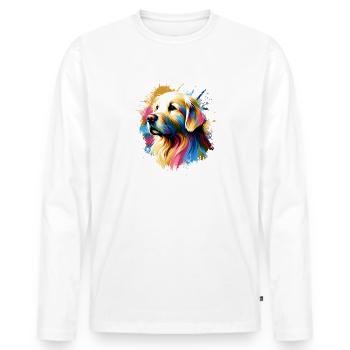 Bunter Hund Kunstwerk Hunde - Männer Premium Bio Langarmshirt - Weiß - Vorne - Nico (187cm)