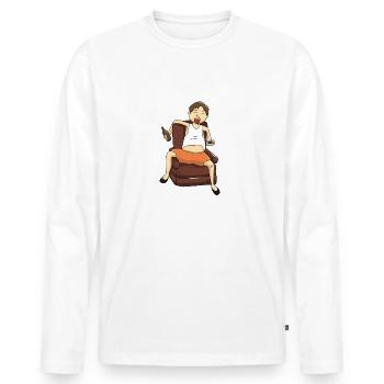 Couch Potato Beer WATCH TV - Men's Premium Organic Long Sleeve Shirt - white - Front - Nico (187cm)
