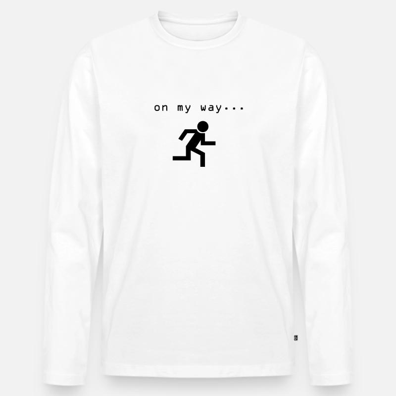 On my way - Männer Premium Bio Langarmshirt - Weiß