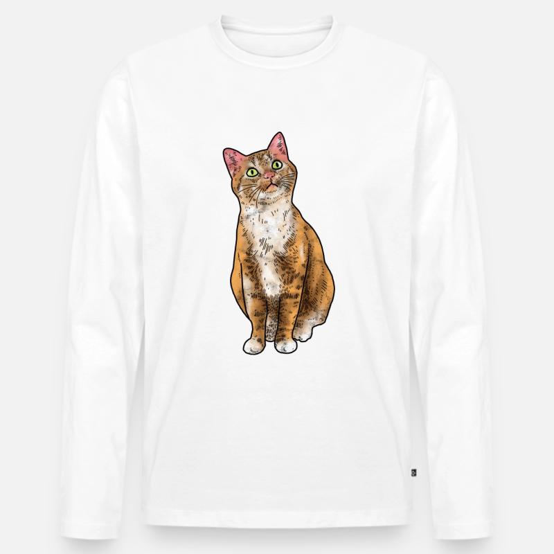 Kätzchen - Männer Premium Bio Langarmshirt - Weiß