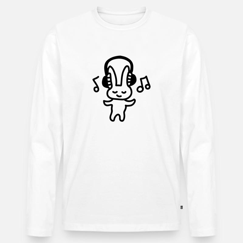 Häschen Musik - line - Männer Premium Bio Langarmshirt - Weiß