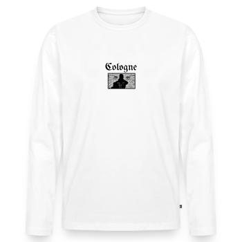 COLOGNE - Men's Premium Organic Long Sleeve Shirt - white - Front - Nico (187cm)