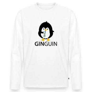 Penguin with gin - Men's Premium Organic Long Sleeve Shirt - white - Front - Nico (187cm)