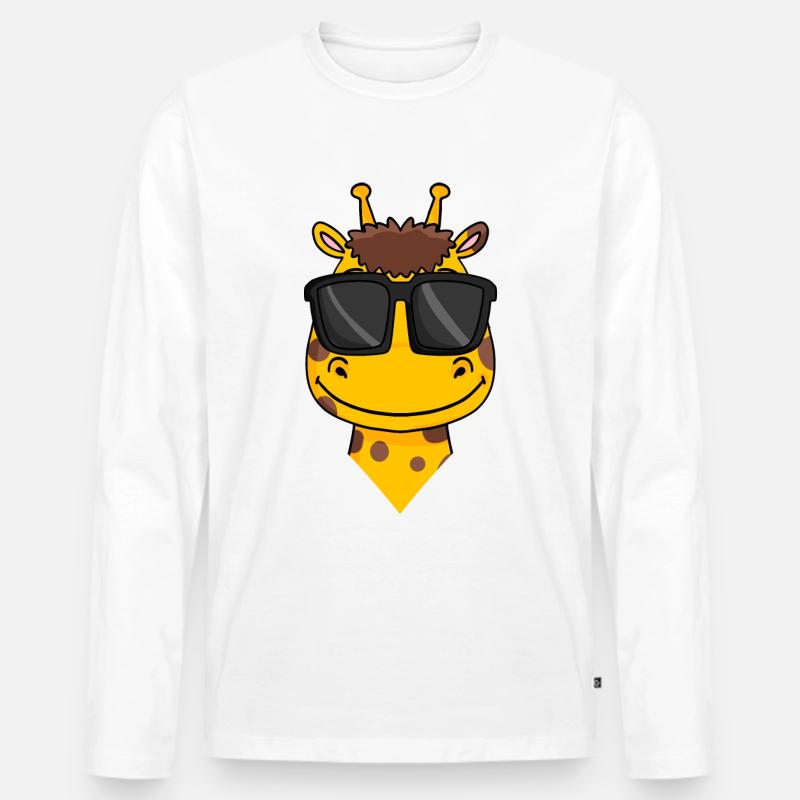 Giraffe mit Brille - Männer Premium Bio Langarmshirt - Weiß