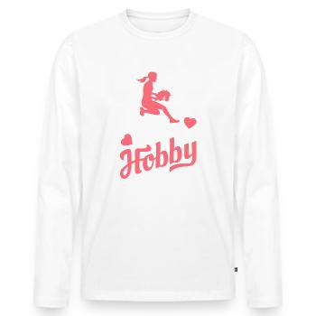 J’aime Hobby Horsing - Coeur - Hobby - T-shirt manches longues Premium bio Homme - blanc - Devant - Nico (187cm)