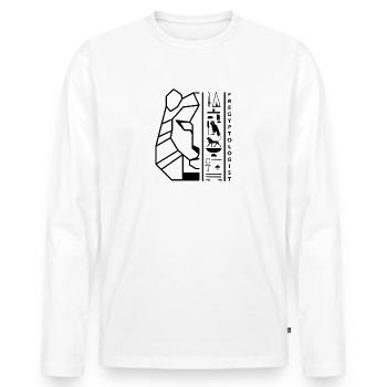 Hiéroglyphes Sekhmet motif noir by Fregyptologist - T-shirt manches longues Premium bio Homme - blanc - Devant - Nico (187cm)