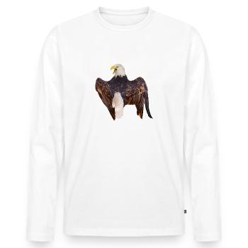 Pygargue à tête blanche criant par derrière, naturel - T-shirt manches longues Premium bio Homme - blanc - Devant - Nico (187cm)