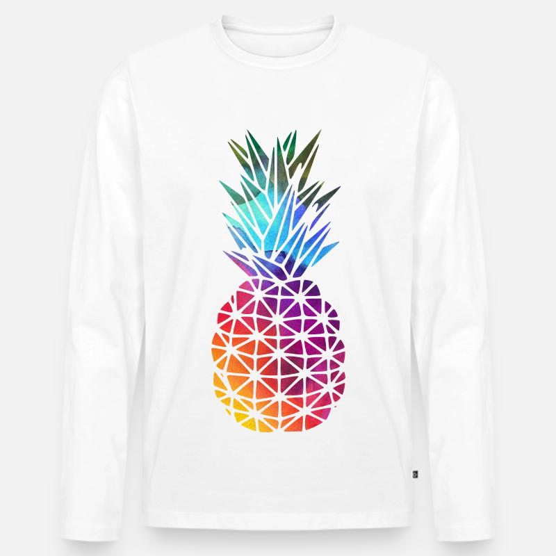 Regenbogen Ananas - Männer Premium Bio Langarmshirt - Weiß