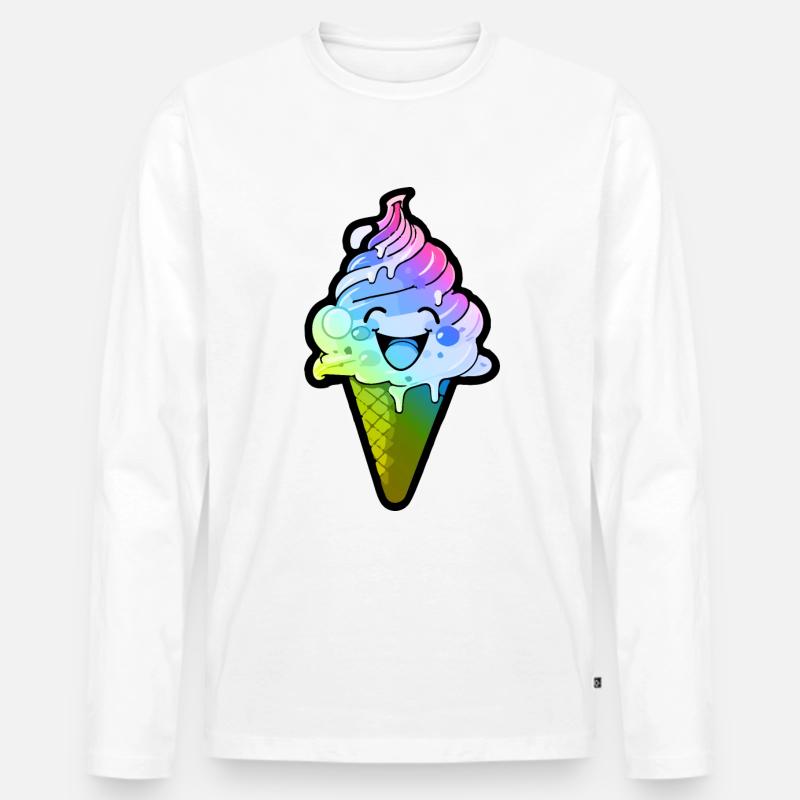 Ice Cream Comic Bunt - Männer Premium Bio Langarmshirt - Weiß