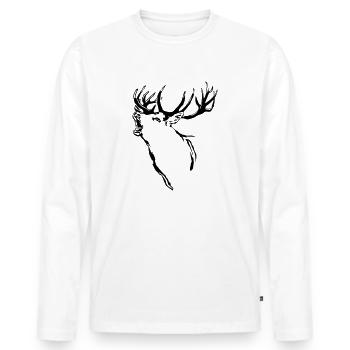 Hirsch - Deer - Männer Premium Bio Langarmshirt - Weiß - Vorne - Nico (187cm)