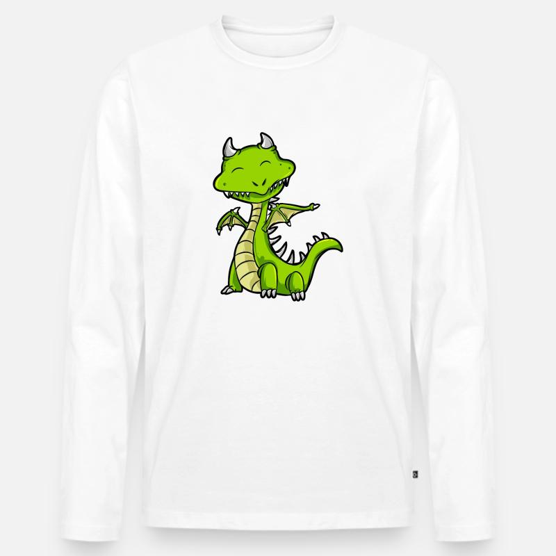 Drache - Männer Premium Bio Langarmshirt - Weiß
