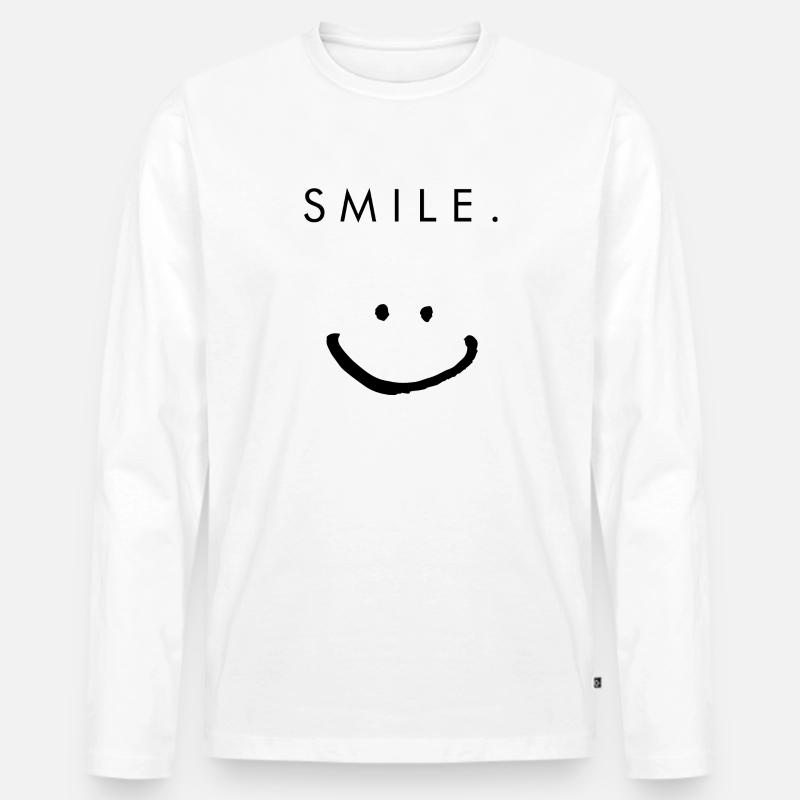 smile - Männer Premium Bio Langarmshirt - Weiß
