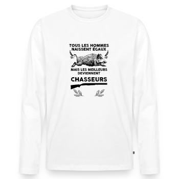 Meilleur Chasse sanglier - T-shirt manches longues Premium bio Homme - blanc - Devant - Nico (187cm)