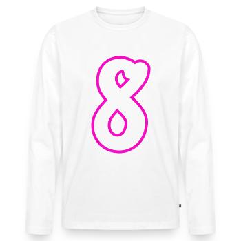 8 Number number - Men's Premium Organic Long Sleeve Shirt - white - Front - Nico (187cm)