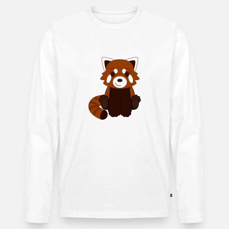 Kleiner Panda - Männer Premium Bio Langarmshirt - Weiß