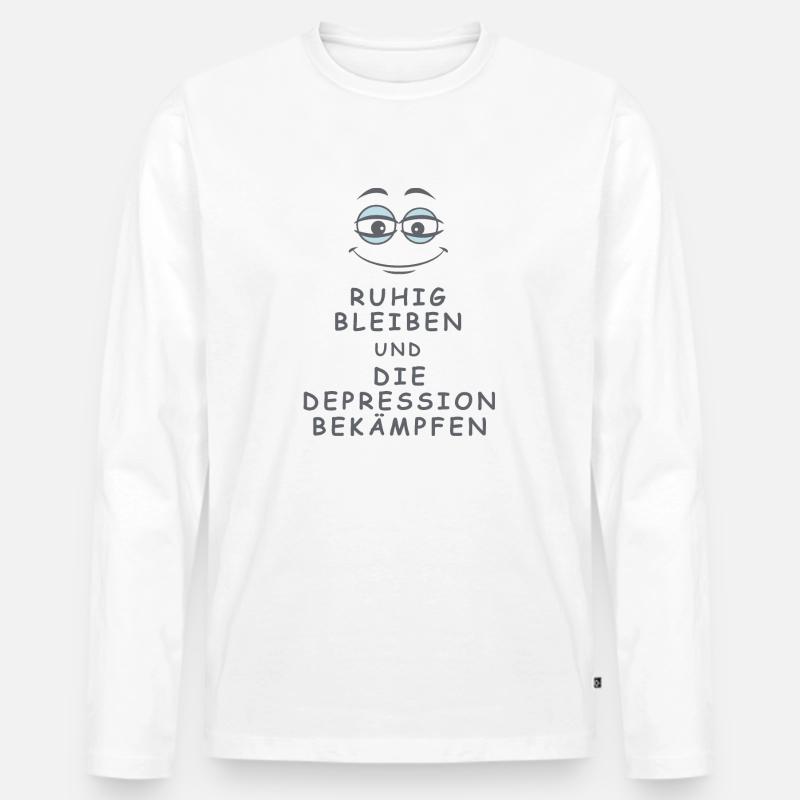 Depression bekämpfen - Männer Premium Bio Langarmshirt - Weiß
