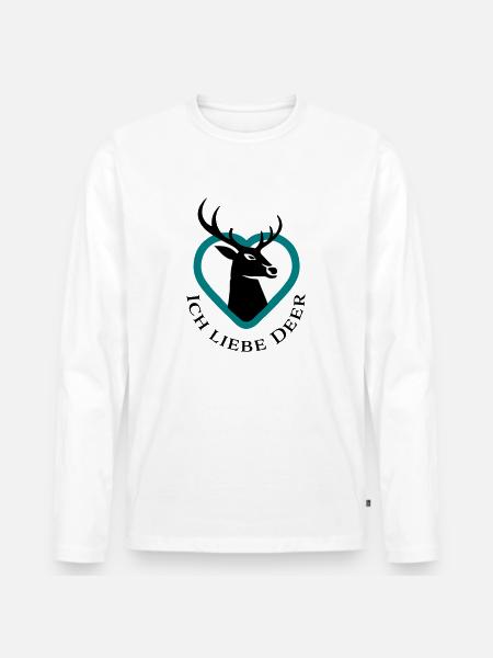 Deer - Männer Premium Bio Langarmshirt - Weiß