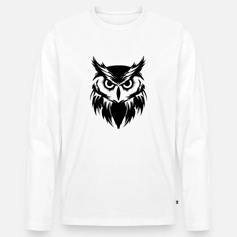 Eule Eulen Vogel Vögel - Männer Premium Bio Langarmshirt - Weiß