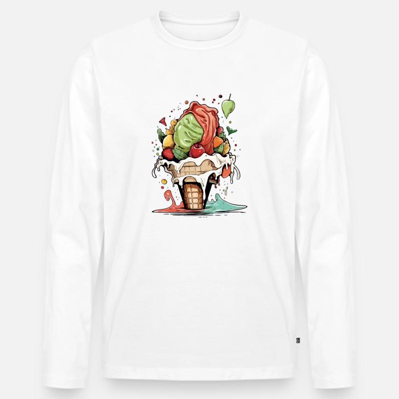 Fruchteiswaffel - Männer Premium Bio Langarmshirt - Weiß