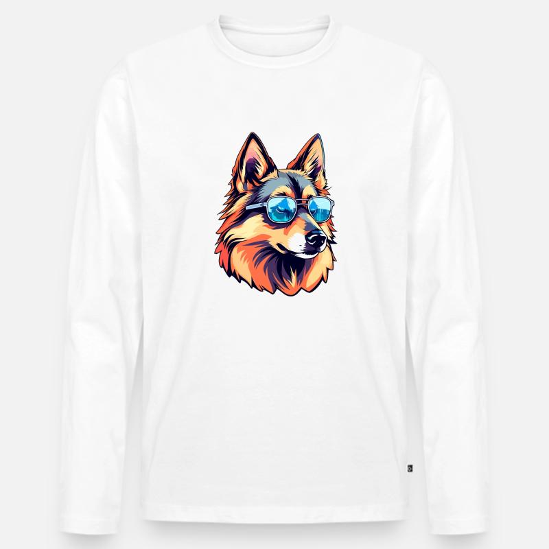 Deutscher Schäferhund Illustration - Männer Premium Bio Langarmshirt - Weiß