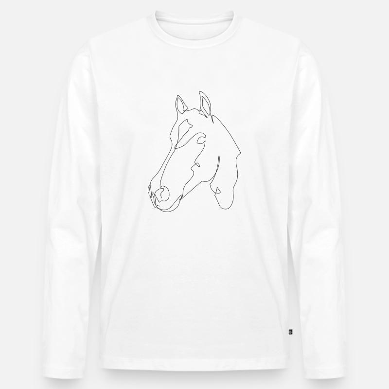 Pferdekopf Noah - Männer Premium Bio Langarmshirt - Weiß