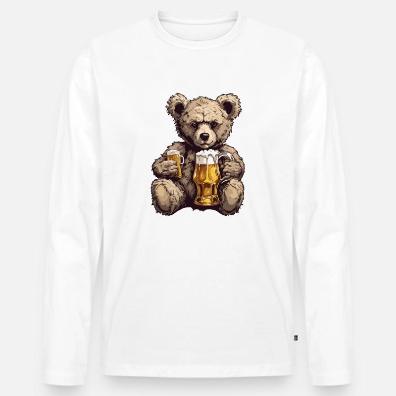 Teddybär / Kuscheltier / Stofftier / Geschenkidee - Männer Premium Bio Langarmshirt - Weiß