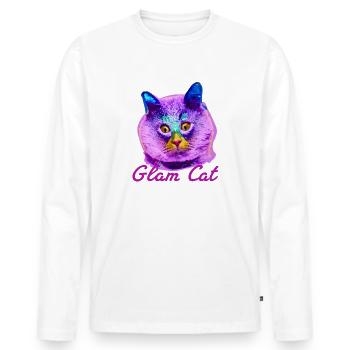 glam chat, chat, rose, glamour, louche - T-shirt manches longues Premium bio Homme - blanc - Devant - Nico (187cm)