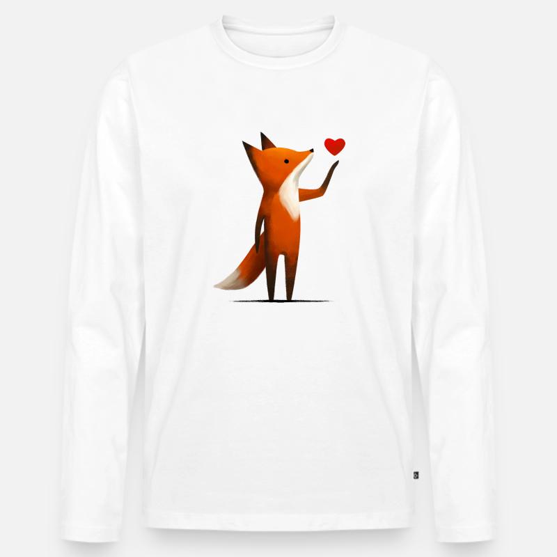 Fuchs mit Herz - Männer Premium Bio Langarmshirt - Weiß